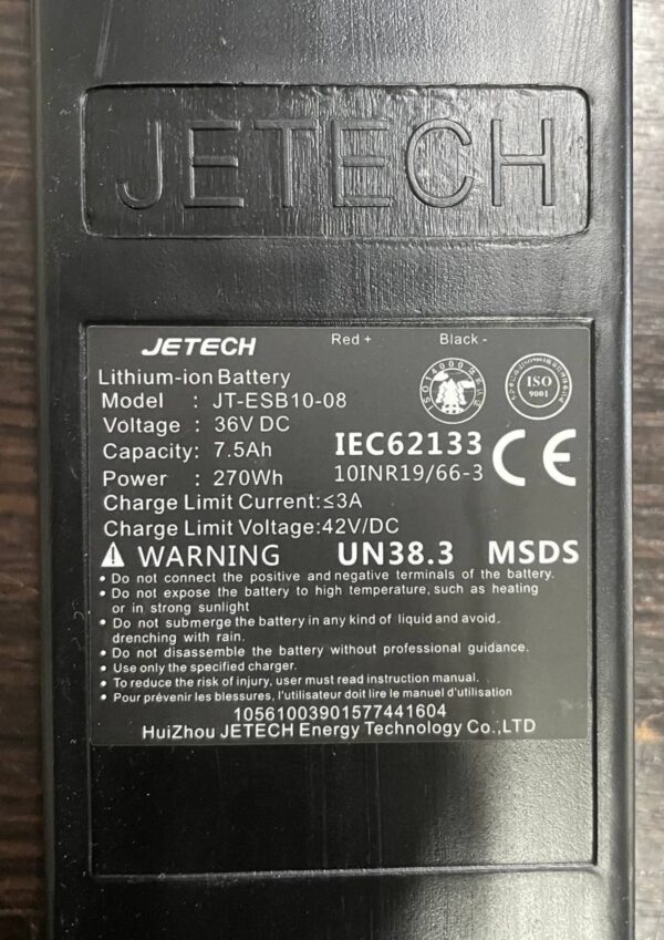 Аккумуляторная батарея для Crosser Е9 7.5A 36V 2024 (Jetech оригинал) — изображение 2