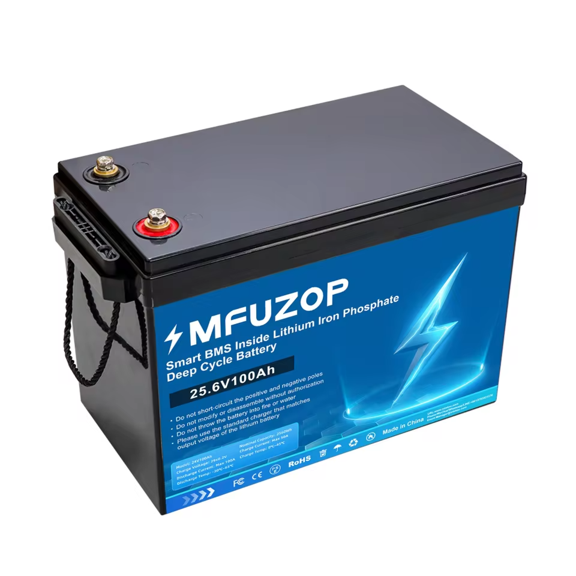 Литий-железо-фосфатный аккумулятор MFUZOP 24V 100Ah (LiFePO4)