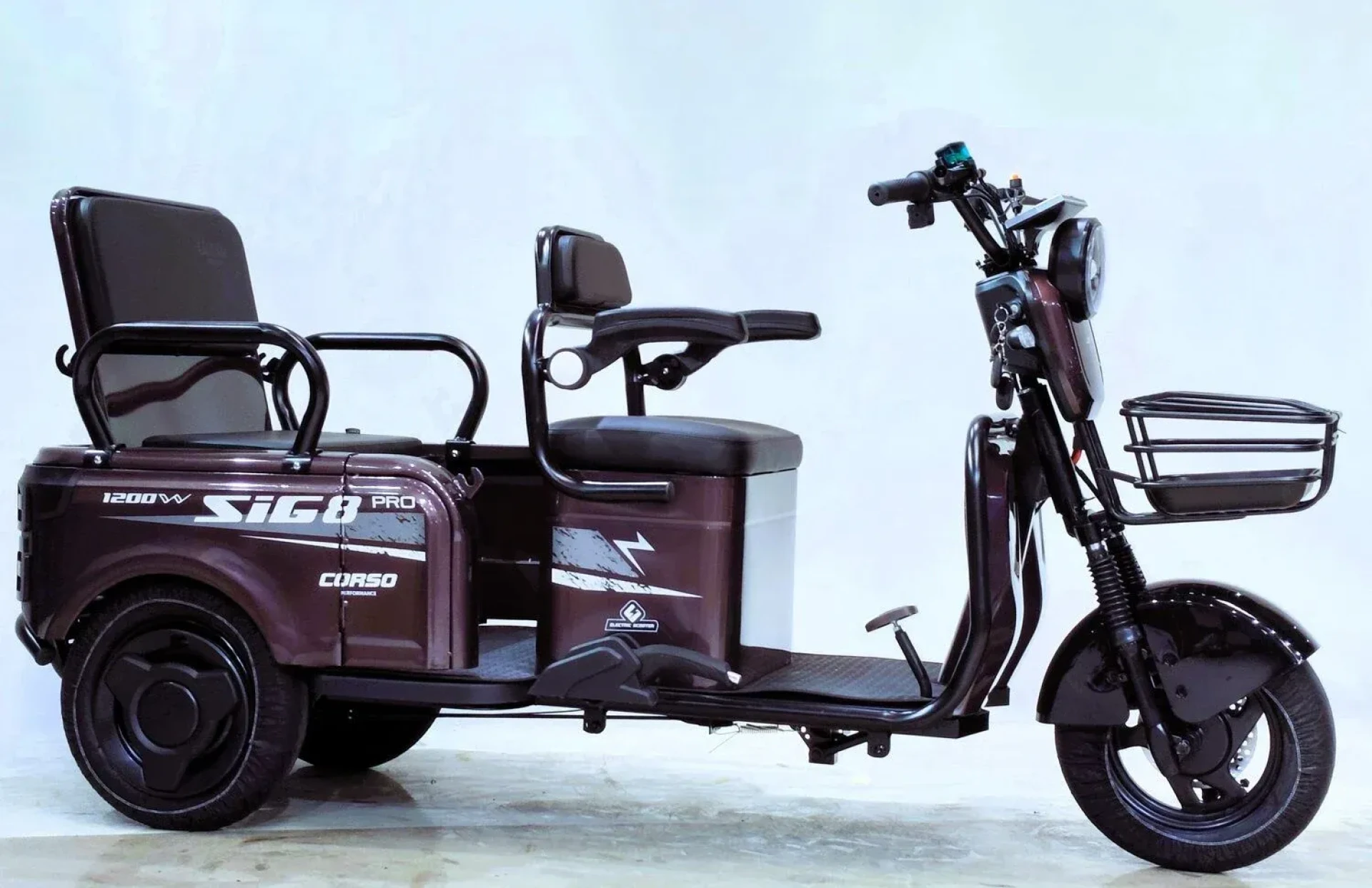 Электрический трицикл Corso "SIG-8 Pro" (двигатель 1200W, аккумулятор графеновый 72V/28Ah) — изображение 5